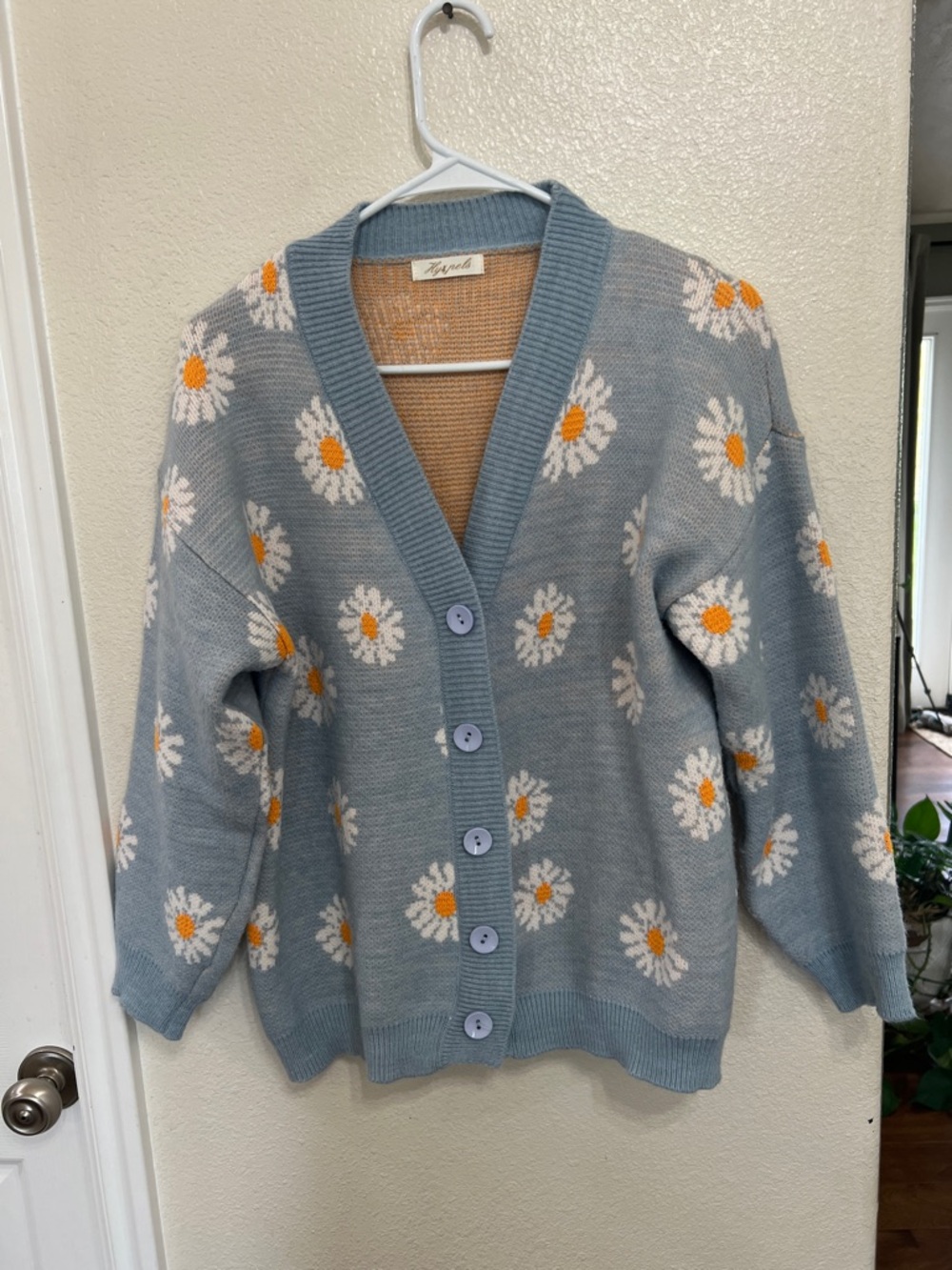 Light Blue Daisy Button-Up Cardigan Sweater